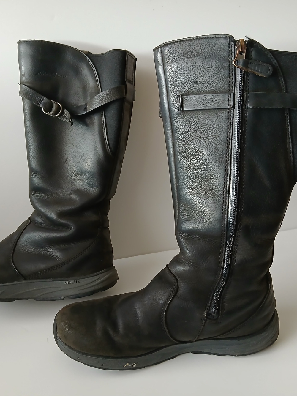 Eddie Bauer Black Tall Zip Riding Boots, Size 7.5